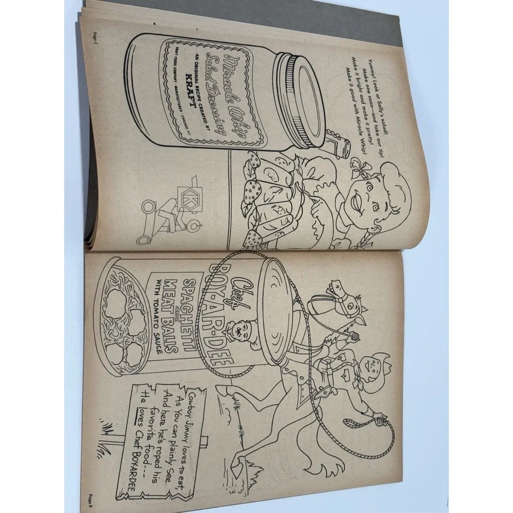 Vintage 1954 Unused Super Market Coloring Contest Book‎ Pictures Brands Kraft 5x